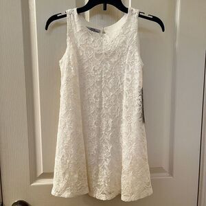 Mia Juliana Off White Lace Sparkly Sequin Dress Girls Size 5 NWT